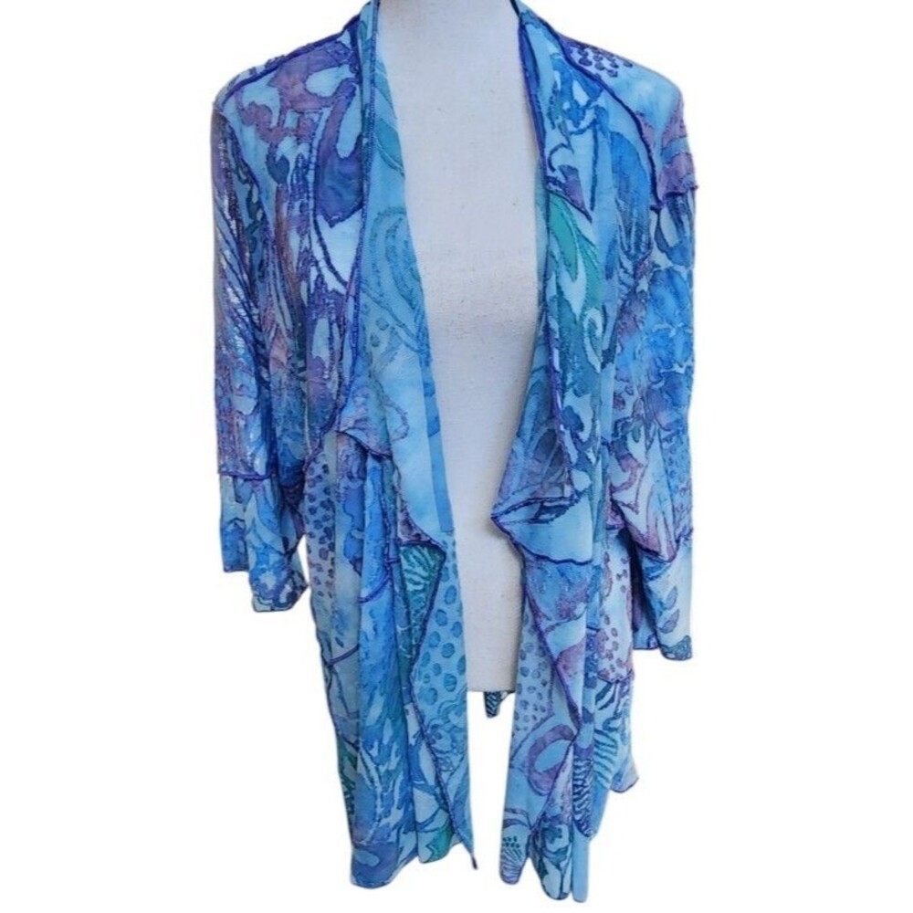 CREATION Burn Out Kimono-Style Cardigan Plus Size 3X Boho